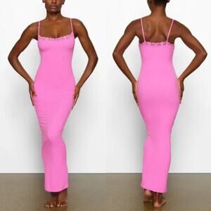Skims Pink Fits Everybody Lace Long Slip Maxi Dress (Sz L)
